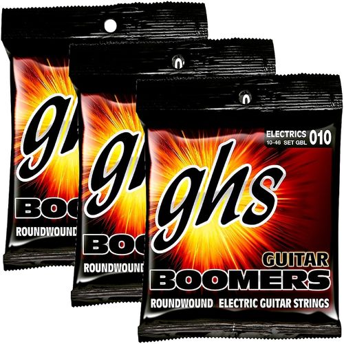 Encordoamento para Guitarra 010 046 GHS Boomers Light GBL - Kit com 3