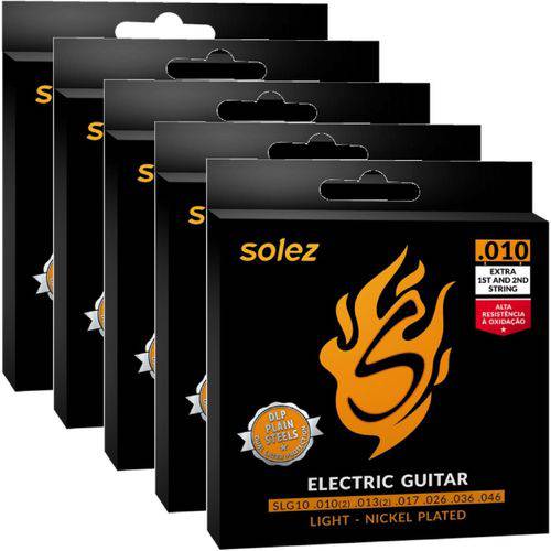 Encordoamento para Guitarra 010 046 Solez SLG10 - Kit C/ 5 Unidades