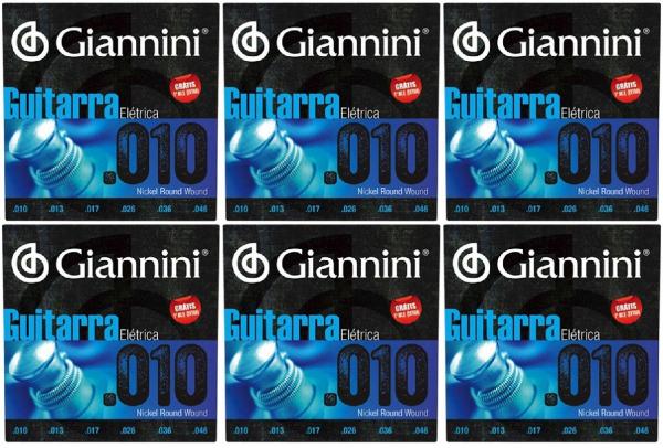 Encordoamento para Guitarra 010 Giannini Geegst .10 KIT com 6 Jogos
