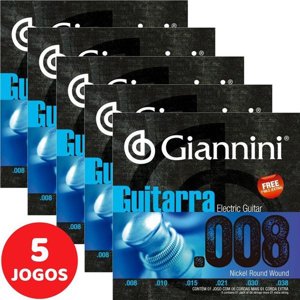 Encordoamento para Guitarra 08 038 Giannini GEEGST8 - Kit com 5 Unidades