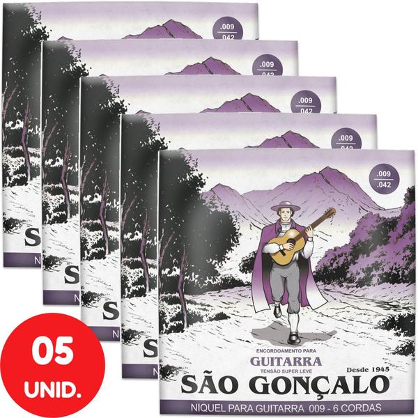 Encordoamento para Guitarra 09 042 São Gonçalo IZ11026 - Kit com 5 Unidades