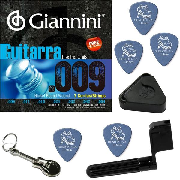 Encordoamento para Guitarra 7 Cordas Giannini 09 054 GEEGST709 + Kit IZ1