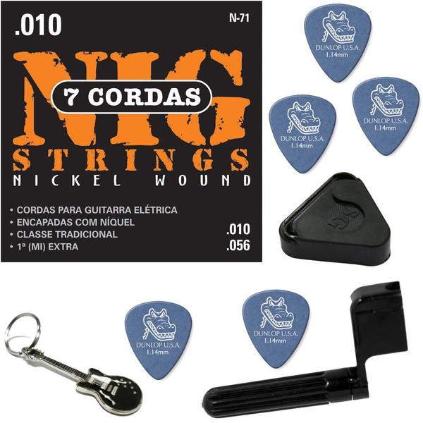 Encordoamento para Guitarra 7 Cordas Nig 010 054 N71 + Kit de Acessórios IZ1