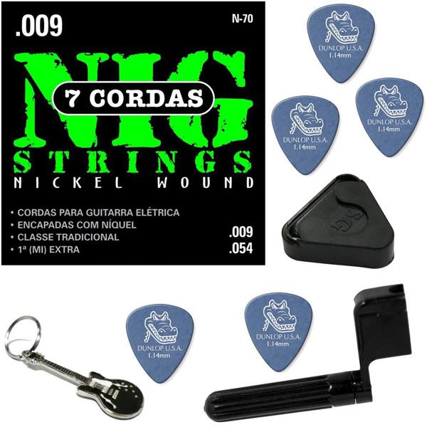 Encordoamento para Guitarra 7 Cordas Nig 09 054 N70 + Kit de Acessórios IZ1