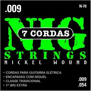 Encordoamento para Guitarra 7 Cordas NIG 09 054 N70 Nickel Wound