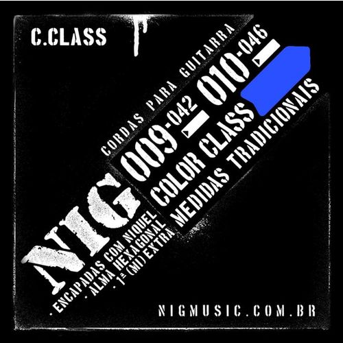 Encordoamento para Guitarra Color Class 010 Nig N1643 Azul