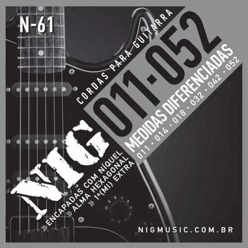 Encordoamento para Guitarra Cordas Níquel 011-052 Nig N61