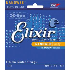 Encordoamento para Guitarra Elixir Nanoweb Anti Rust Cordas Heavy 012