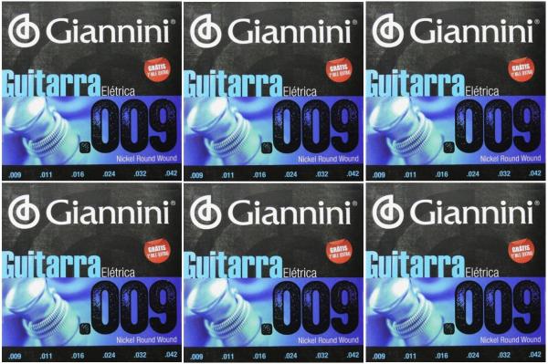 Encordoamento para Guitarra Giannini 09 Geegst .9 - KIT com 6 Jogos