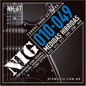 Encordoamento para Guitarra Híbrida .010 NH-67 + 1 Mi + Palheta NIG