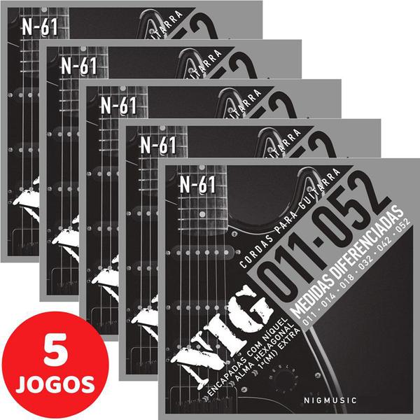 Encordoamento para Guitarra Nig 011 052 N61 - Kit com 5 Unidades