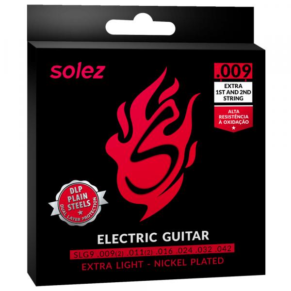 Encordoamento para Guitarra Solez 009 - 042 SLG9 + 2 Cordas Extras