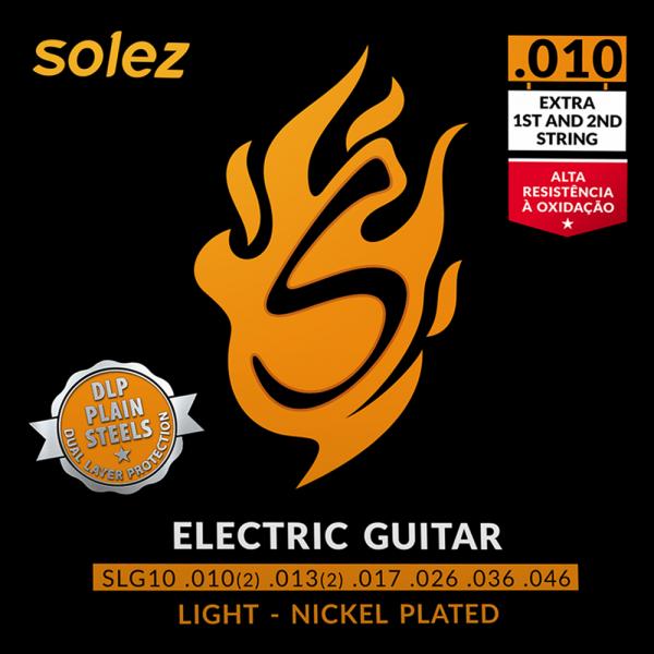 Encordoamento para Guitarra Solez 010 - 046 Slg10 com 2 Cordas Extras