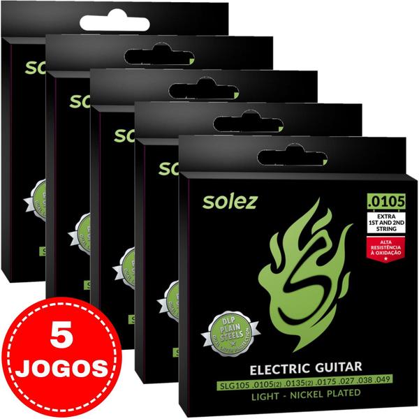 Encordoamento para Guitarra Solez 010,5 049 SLG105 - Kit com 5 Unidades