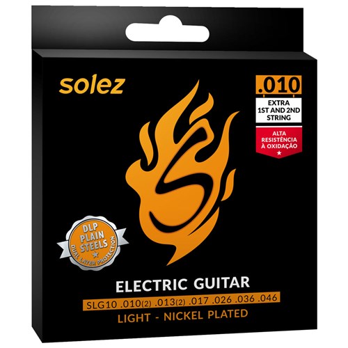 Encordoamento para Guitarra Solez 010 SLG10 C/ 2 Cordas Extras