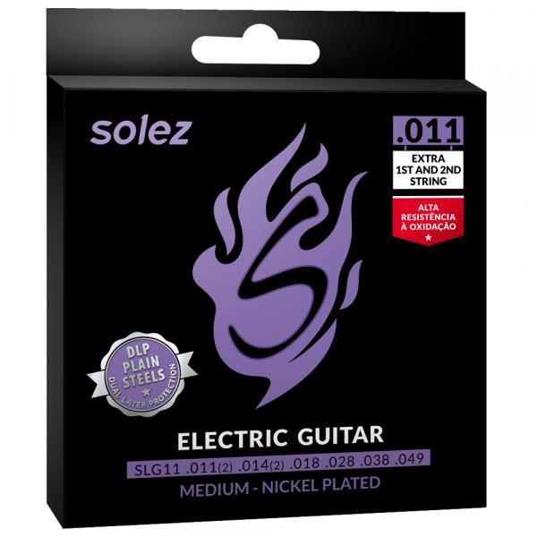 Encordoamento para Guitarra Solez 011 - 049 SLG11 + 2 Cordas Extras