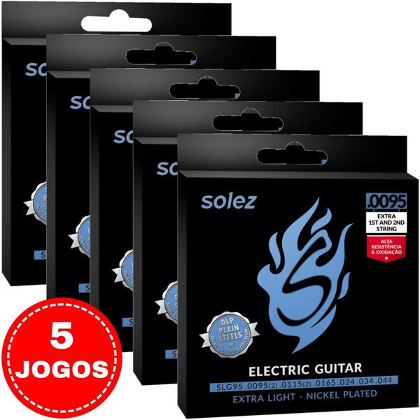 Encordoamento para Guitarra Solez 09,5 044 SLG95 - Kit com 5 Unidades
