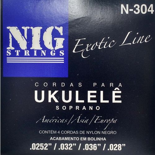 Encordoamento para Ukulele Nylon Preto com Bolinha N-304 - NIG