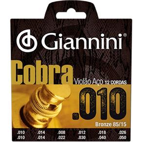 Encordoamento para Violão 12 Cordas Aço Cobra Bronze GEEF12M - Giannini