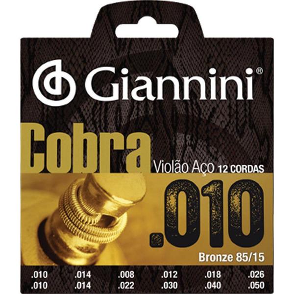 Encordoamento para Violão 12 Cordas de Aço Cobra Bronze - Geef12m - Giannini