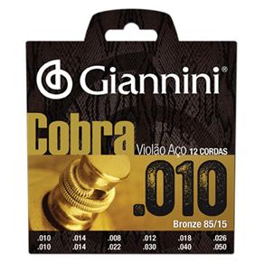 Encordoamento para Violão 12 Cordas Gee12 Cobra Aço 0.10 Giannini - FOLK .010