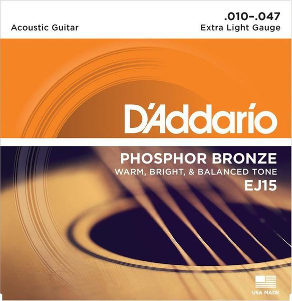 Encordoamento para Violão Aço 0,10 EJ15 Phosphor Bronze DAddario - Daddario