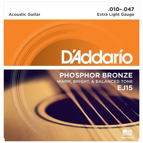 Encordoamento para Violão Aço D'Addario EJ15 (.010-.047) Phosphor Bronze