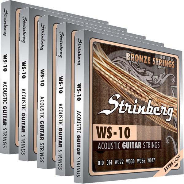 Encordoamento para Violão Aço (Folk) 010 047 Strinberg WS10 Extra Light - Kit com 5 Unidades