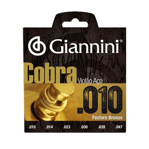Encordoamento para Violão Aço Giannini Cobra .010 GEEFLEF Fósforo Bronze