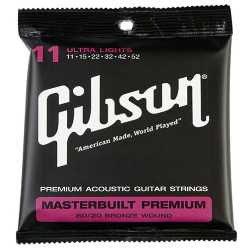 Encordoamento para Violão Aço Gibson Masterbuilt Premium 011 BRS11