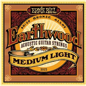 Encordoamento para Violão de Aço Earthwood 80/20 Medium-Light 2003, .012/.054 - Ernie Ball