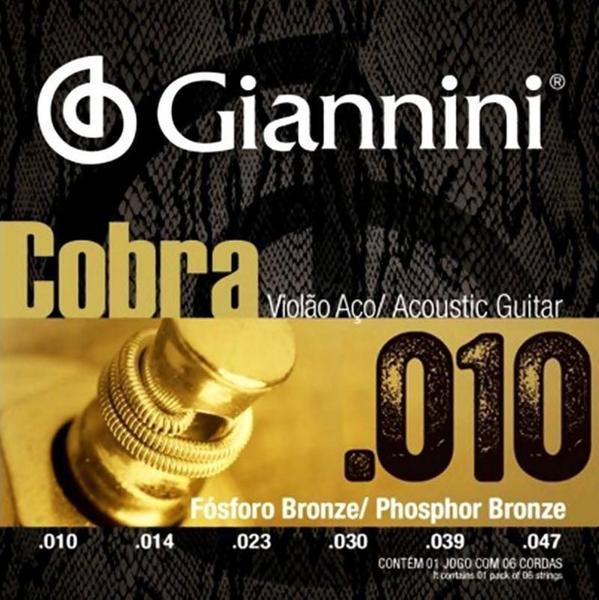 Encordoamento para Violão de Aço Giannini Fósforo Bronze 010