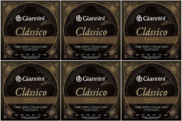 Encordoamento para Violão de Nylon Giannini Classico Genwpl KIT com 6 Jogos