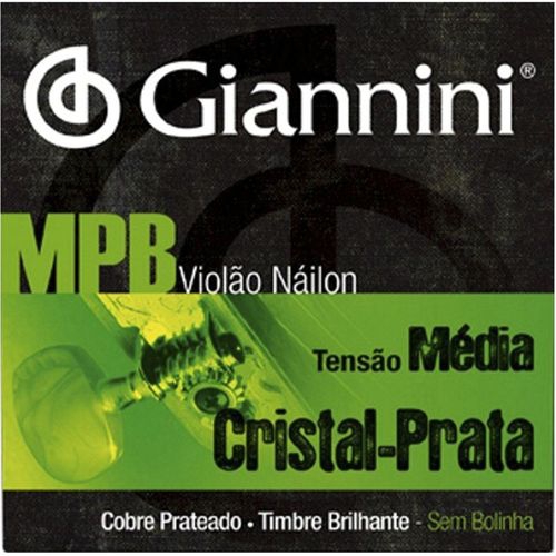 Encordoamento para Violão Giannini - MPB Nylon - Tensão Média - Cristal Prata