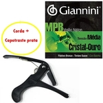 Encordoamento Para Violão Nylon Giannini Mpb- Tensão Média- Cristal Ouro + Capotraste Para Violão Guitarra Ukulele Dolphin - Kit Para Violão