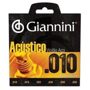 Encordoamento para Violão Série Acústico Aço 0.10 Giannini