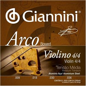 Encordoamento para Violino 4/4 Giannini Tensão Média GEAVVA