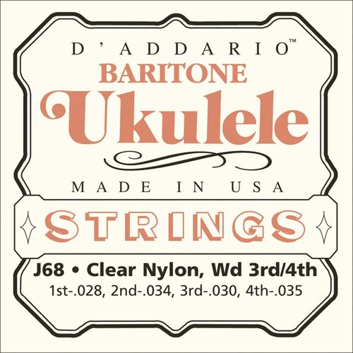 Encordoamento Ukulele Baritono Clear Nylon Silver Daddario J68