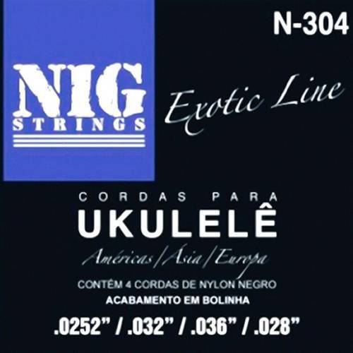 Encordoamento Ukulele Nig N304 Nylon Preto com Bolinha .0252/.032/.036/.028