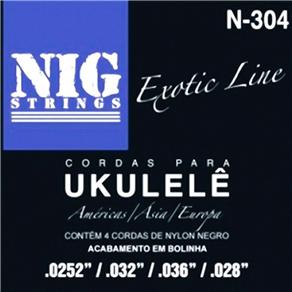 Encordoamento Ukulele NIG N304 Nylon Preto com Bolinha .0252/.032/.036/.028