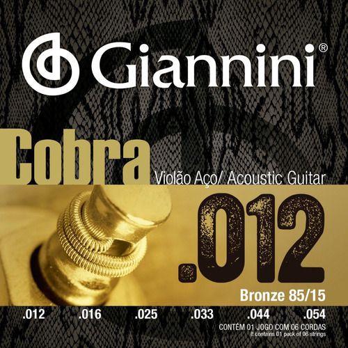 Encordoamento Violão Aço 012 Giannini Cobra 85/15 Geeflks