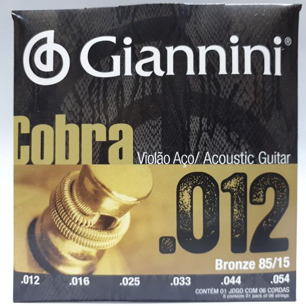 Encordoamento Violão Aço 012 Giannini Cobra Bronze 85/15 GEEFLKS