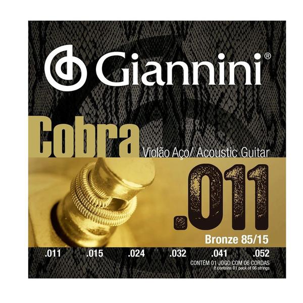 Encordoamento Violão Aço 011 Giannini Cobra Bronze 85/15 - 011