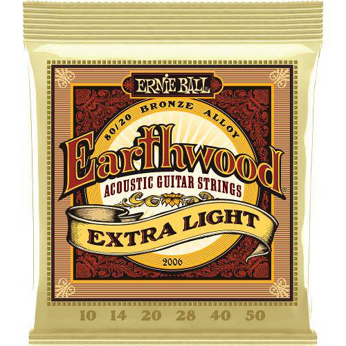 Encordoamento Violão Aço Ernie Ball Earthwood 2006 010-050 - 80/20 Bronze Extra Light