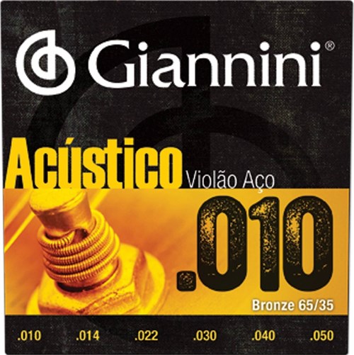 Encordoamento Violão Aço Giannini Acústico Bronze 65/35 - 010 - GESWAM