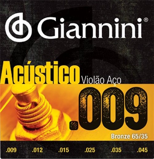 Encordoamento Violão Aço Giannini Acústico Bronze 65/35 - 09 - GESWAL