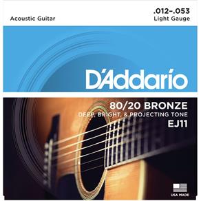 Encordoamento Violão D`Addario 012-053 EJ11 Light 80/20 Bronze