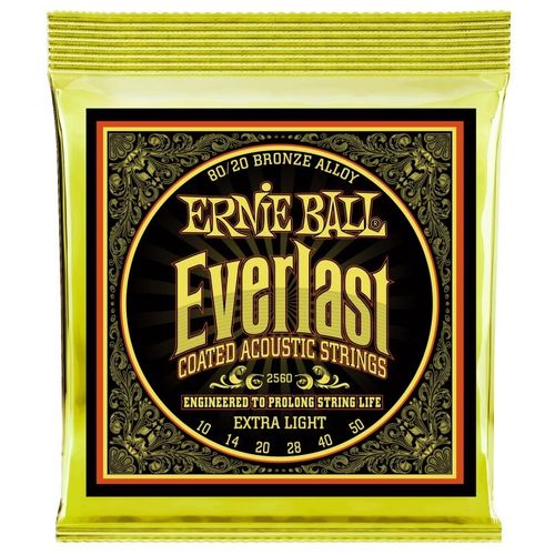 Encordoamento Violao Ernie Ball 010.050 Everlast 8020 Extra Light