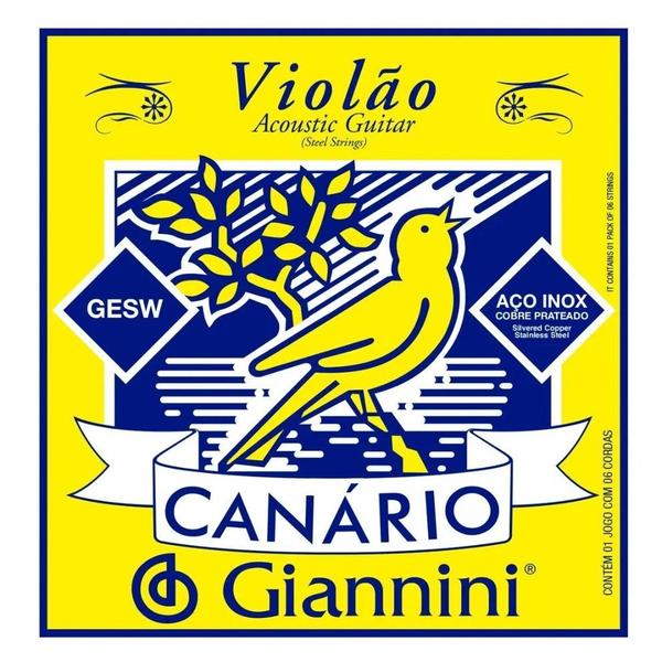 Encordoamento Violão Giannini Aço - Canário C/Chenilha