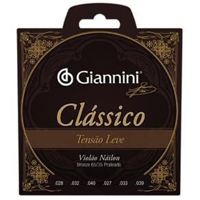 Encordoamento Violão Giannini Nylon Tensão Leve 65/35 Prateado Série Clássico GENWPL